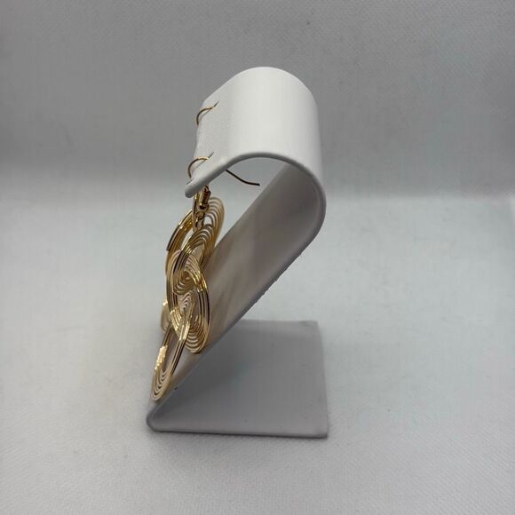 NWOT Exaggerated 70’s style disco circle fishhook earrings - Picture 2 of 3